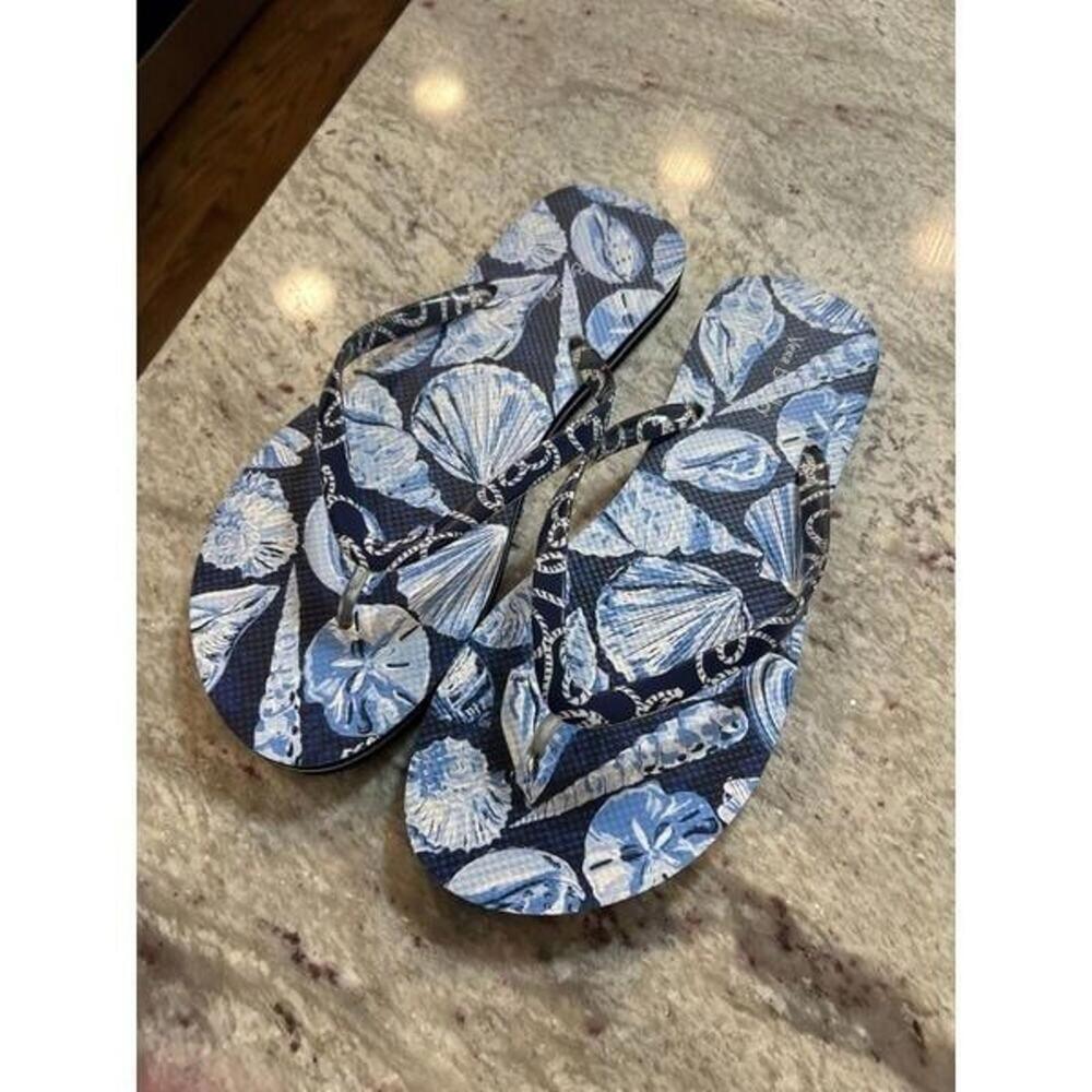 Vera Bradley Flip Flops Morning Shells‎ Blue large size 9-10